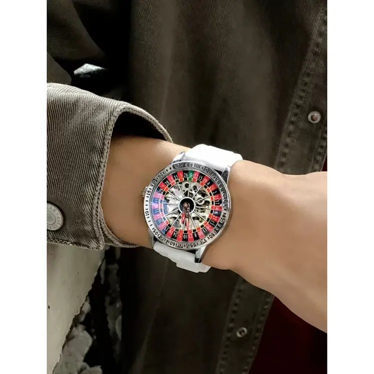2025新款时来运转赌盘手表男士全自动机械表防水夜光腕表虫洞概念