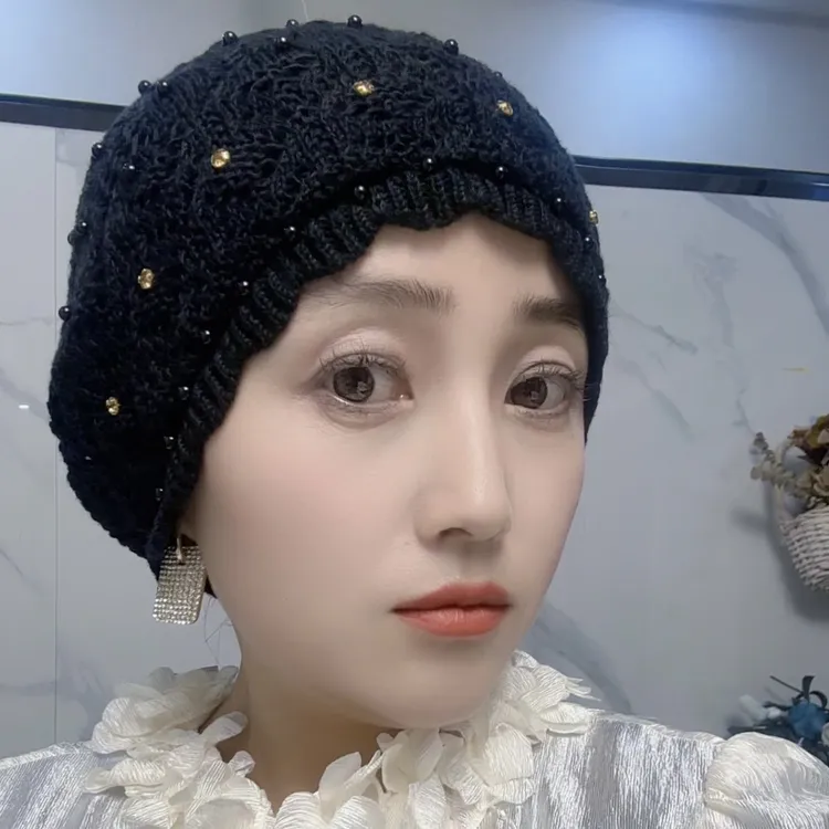 高端精品棉线针织面料手工帽子