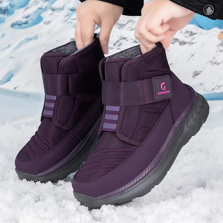 足吾艾力健步鞋老人鞋女鞋妈妈鞋加绒爸爸鞋宽松保暖鞋高帮雪地靴