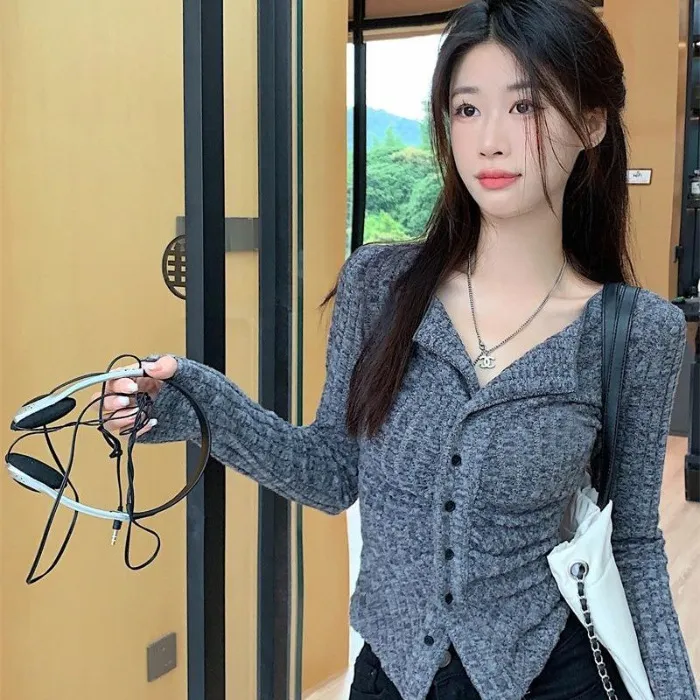 秋季显瘦修身洋气百搭时尚针织衫开衫 2025年秋季新款跨境性感辣