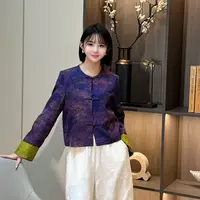 6881长袖短款新中式提花短外套时尚上衣百搭