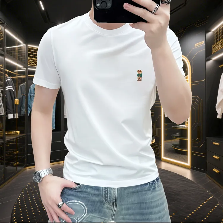 2025欧货轻奢潮牌上衣短袖男士夏季新款百搭潮流时尚高端刺绣T恤 
