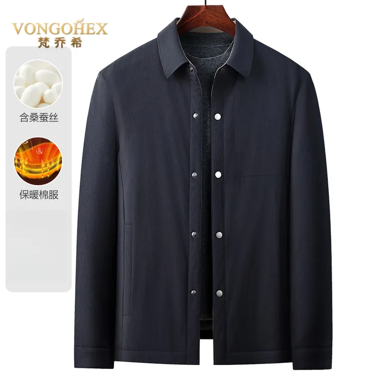VONGOHEX翻领轻薄款保暖棉服男士高级感棉衣冬季爸爸夹克棉袄外