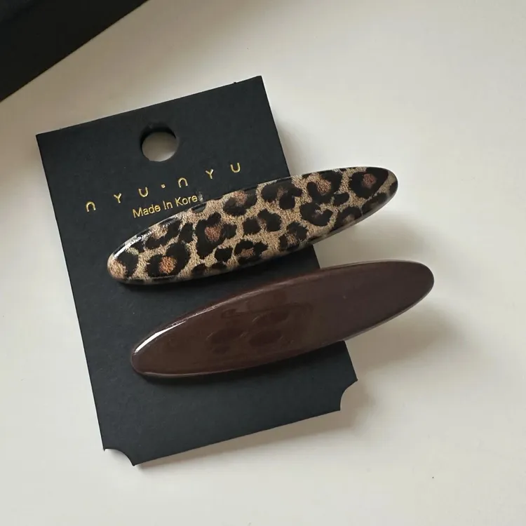 简约风女豹纹柳叶夹欧美风复古风发夹秋冬发卡气质休闲风百搭边夹