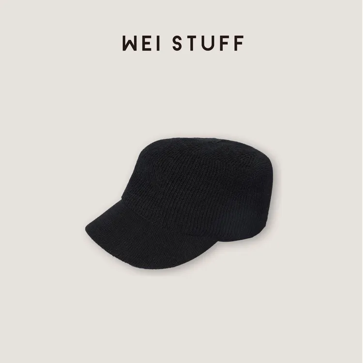 WEI STUFF春季新款百搭纯色薄款时尚潮流针织短檐马术帽子 8570 S