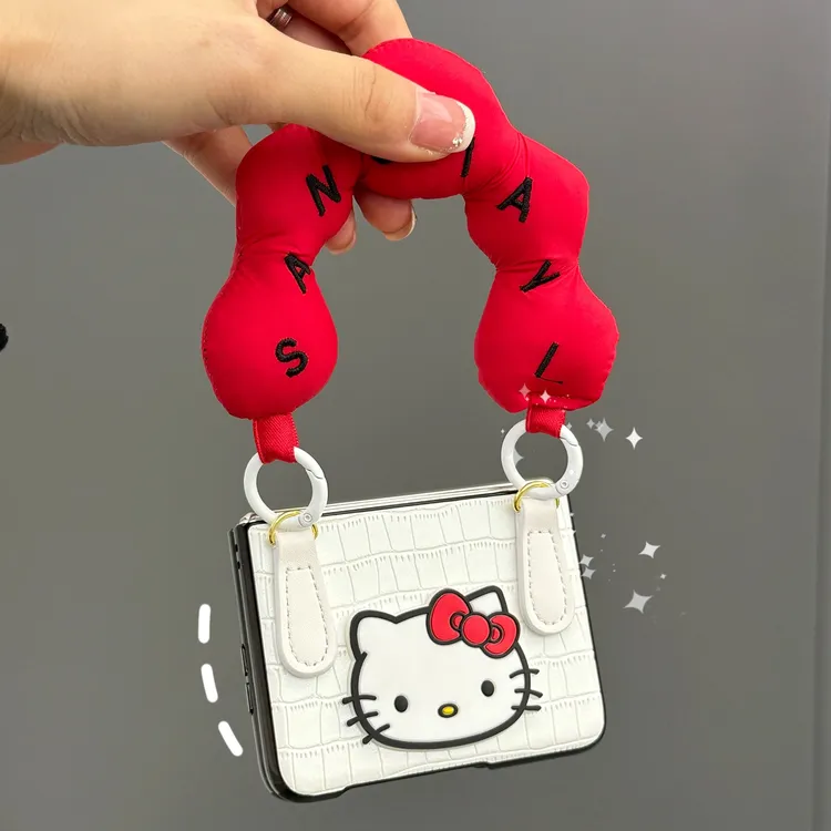 适用华为PuraX典藏版阔折叠手机壳卡通可爱KT猫手提皮质女保护套