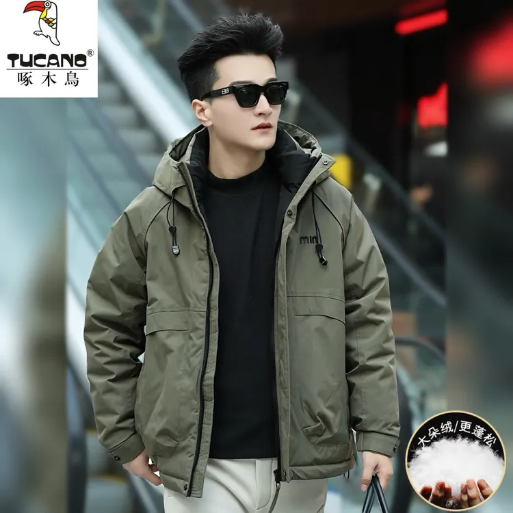 TUCANO/啄木鳥【羽绒服】冬季男士连帽加厚款拒水白鸭绒工装派克服