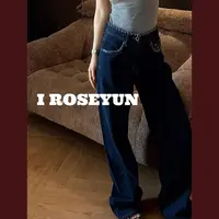【Rose Yun】丹宁蓝小香编织100%棉镰刀牛仔裤 JY095033