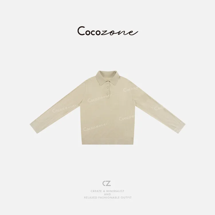 COCO ZONE 刘一一 早春半开领别致休闲长袖针织衫CD1A0141