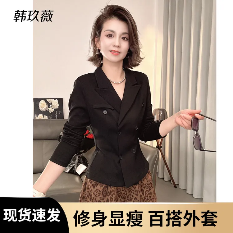 【韩玖薇】秋款戗驳领设计感时尚百搭长袖显瘦上衣女2592
