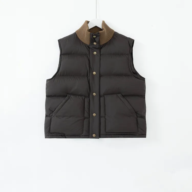 几里与麻 拼色针织领羽绒马甲 衣长66胸围120 2101222