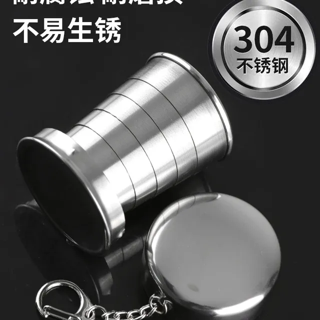 304不锈钢折叠杯子便携式伸缩漱口杯小水杯户外旅行露营压缩杯