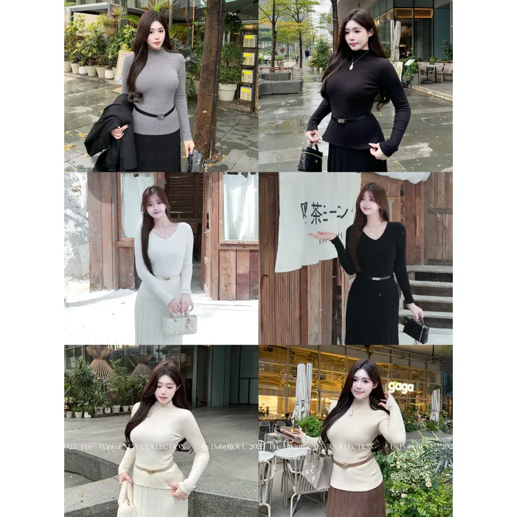【暖冬纸片人】温与柔无缝一体羊毛衫秋冬静奢风高腰气质半裙