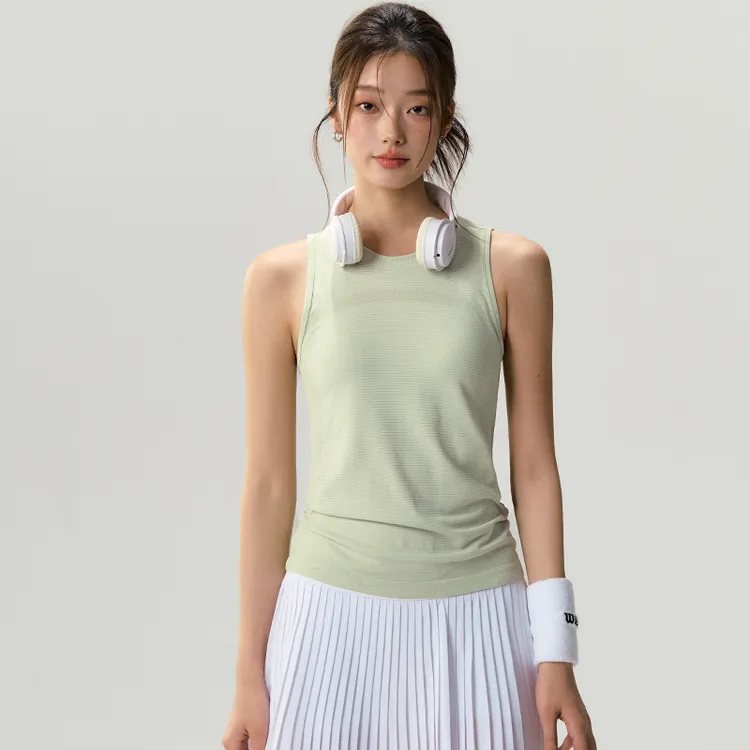 瑜伽服女无袖弹力速干显瘦运动上衣跑步训练外穿夏季薄款健身背心