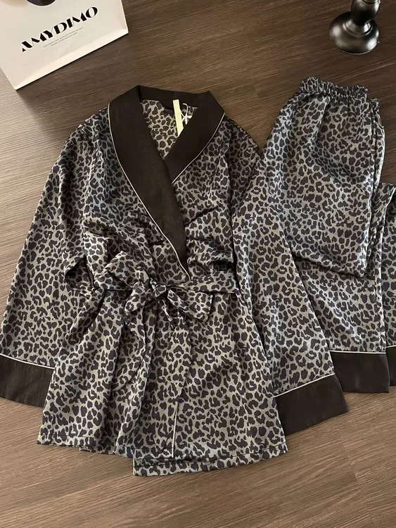 【DMXJ大梦想家】纯欲性感豹纹睡衣女秋季新款亲肤可外穿居家服套装