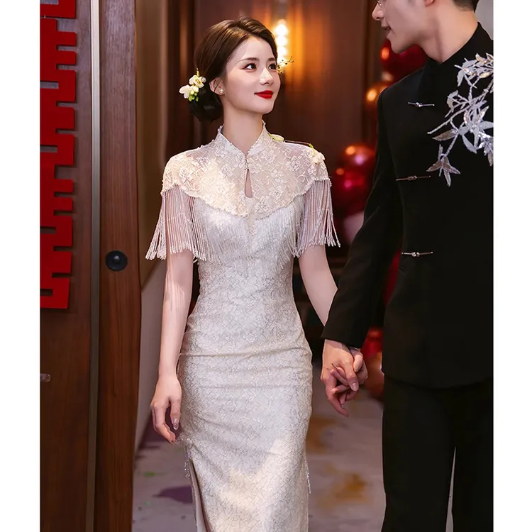 新娘敬酒服高级感订婚服成人礼服裙高级感旗袍回门宴会出阁主持夏