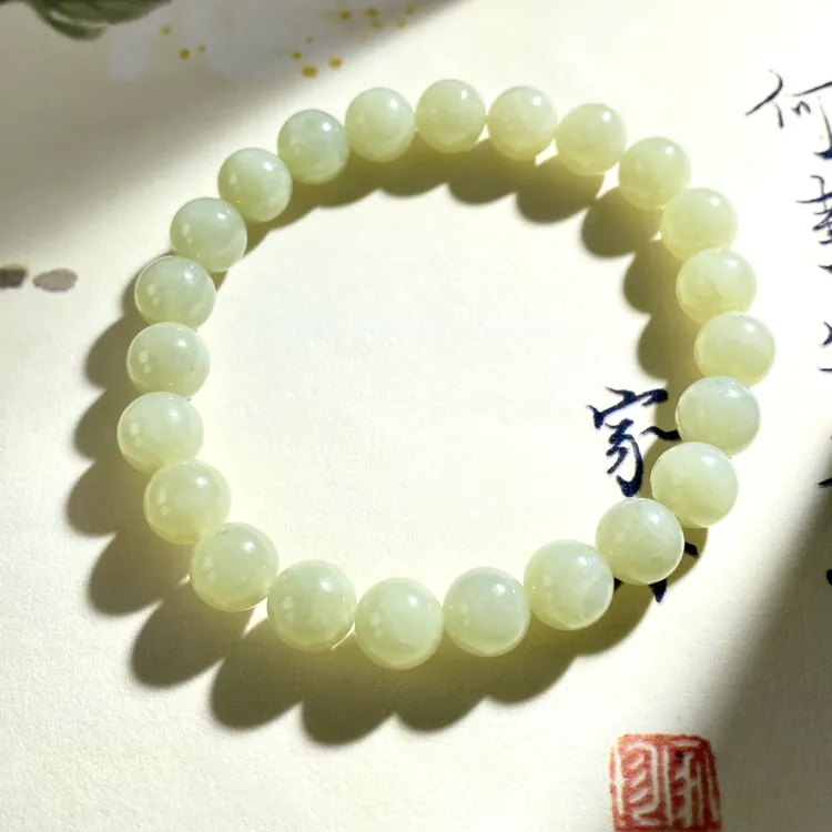 天然和田玉手串素圈8m晴水料叠带百搭精美手链多样性发一WL001