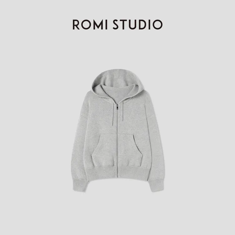 ROMI STUDIO“感知秋意”羊绒棉混纺高克重短款连帽卫衣RW24AS90222