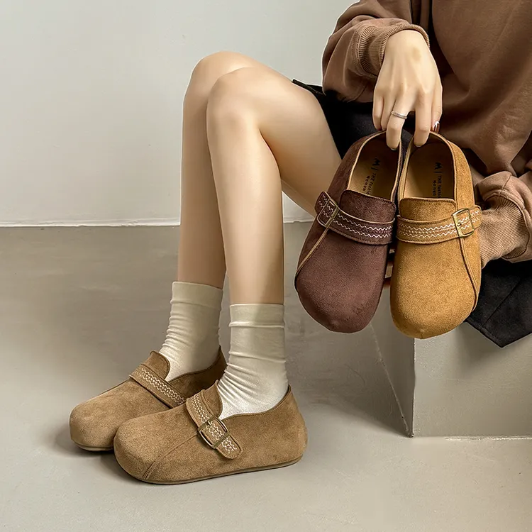 【运费险】5CM小个子增高厚底2025秋季新款百搭一脚蹬绝美厚底勃肯鞋209-2