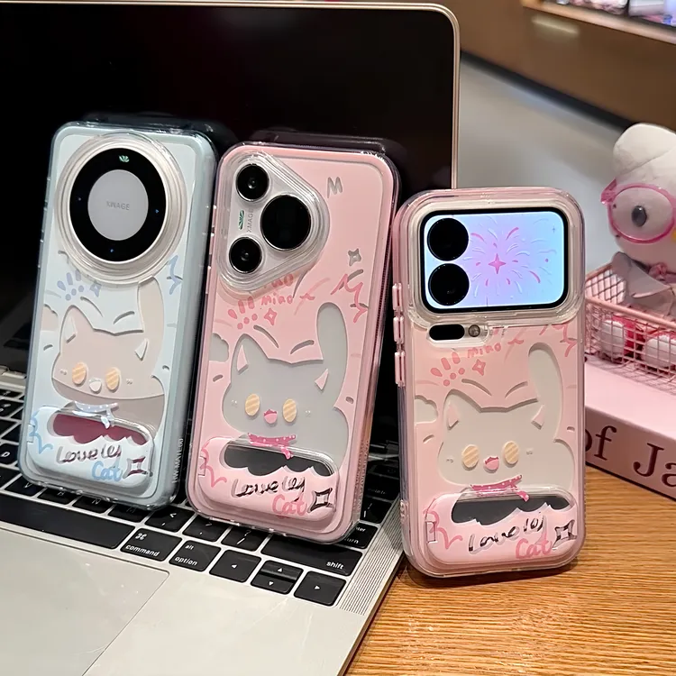 雅天立卡通镂空惊吓猫咪适用iPhone17华为P70手机壳vivo小米oppo