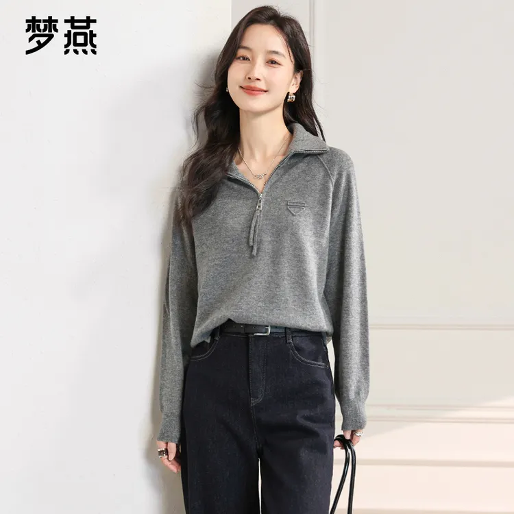 梦燕秋冬女款时尚百搭气质大方宽松休闲舒适保暖羊毛衫CC11B5009