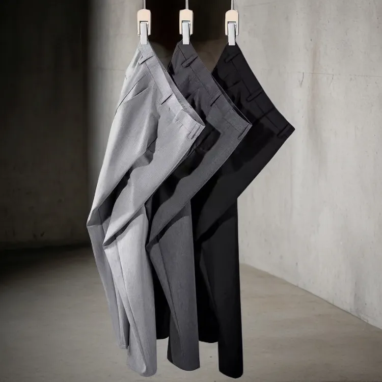 薄款西裤男宽松九分垂感男裤直筒裤子男款商务休闲坠士西装裤