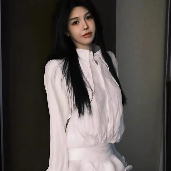 巧妹【 珍珠雪纺+拉链】衬衫连衣裙女春季穿搭高级感裙子法式绝美