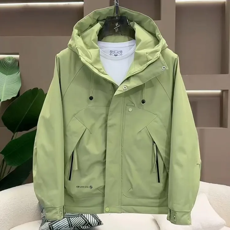 秋冬棉衣夹克外套男款冲锋衣防风连帽新款休闲宽松工装二棉服轻奢