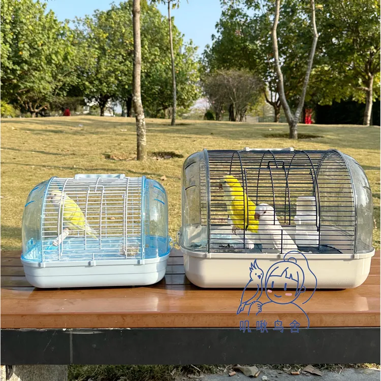 全景外出手提透明鸟笼 鹦鹉携带笼子 外出笼