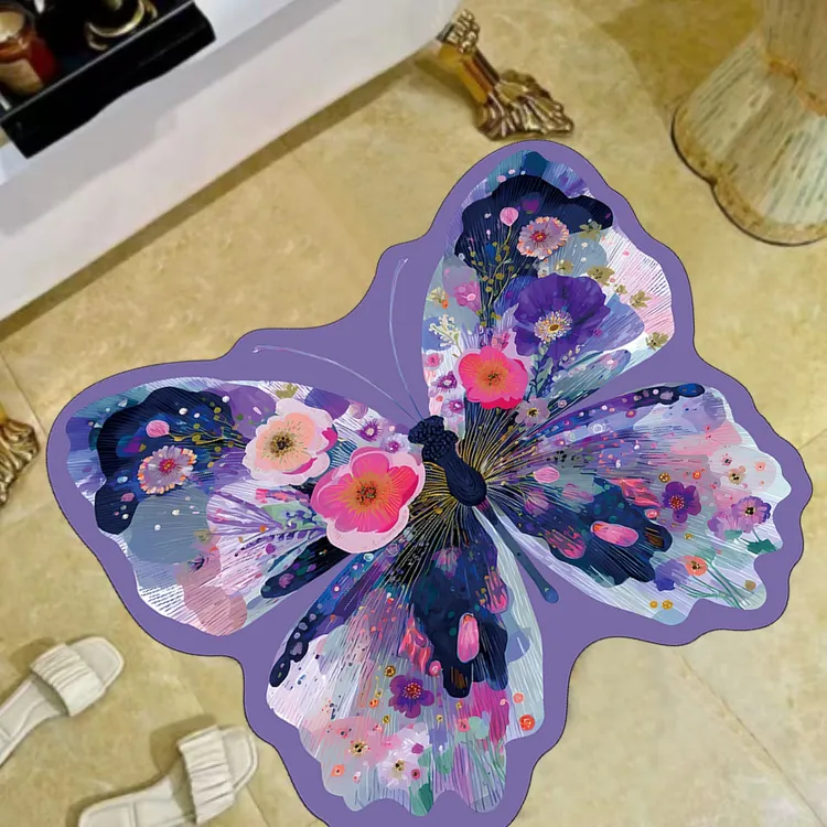 蝴蝶款80*80cm硅藻泥家用门厅浴室厨房地垫桌面台面垫可爱少女