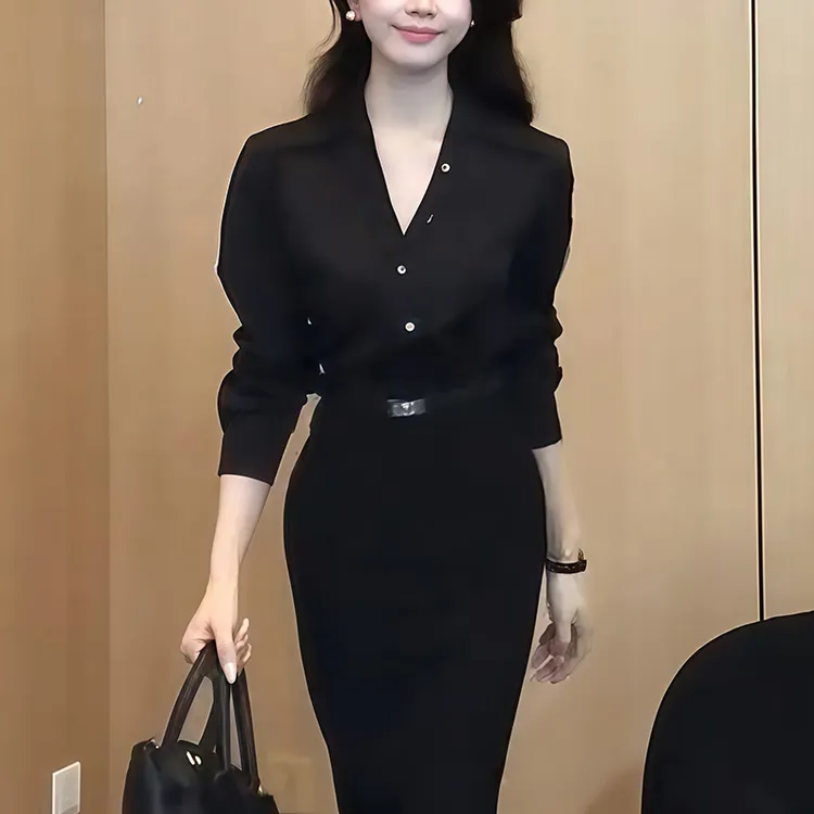 气质V领高级显瘦轻奢长袖衬衫女2025秋季新款遮肉百搭单排扣衬衣
