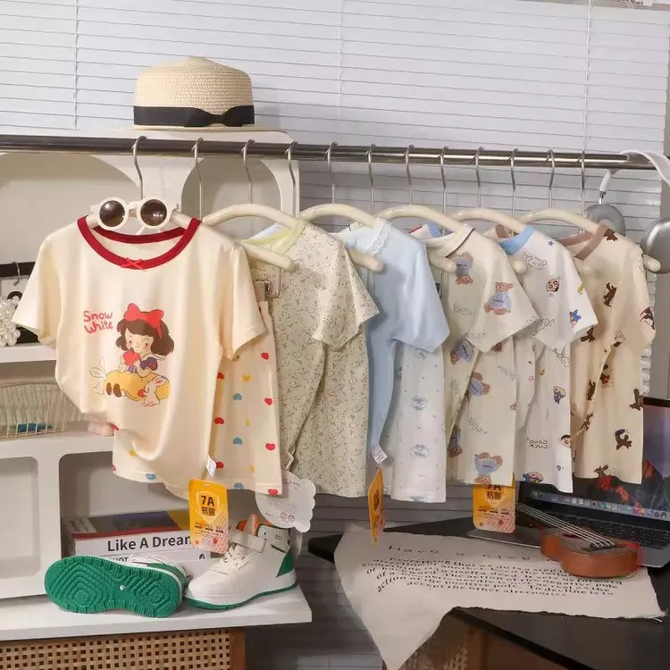 【凉感】儿童夏季薄款睡衣宝宝莱赛尔家居服套装女童男童空调服