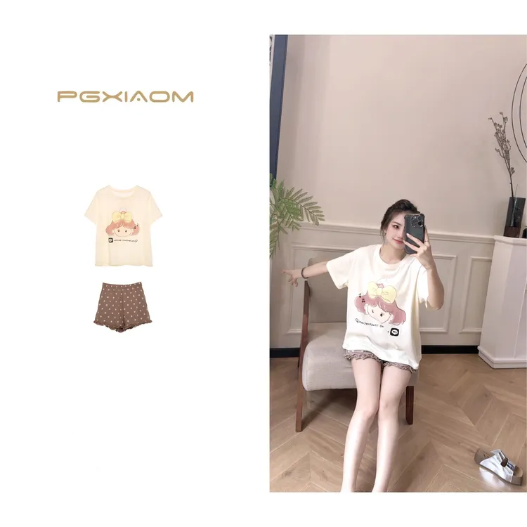 【PGXIAOM】润秀定制奶黄色家居服睡衣套装TZ4043                 