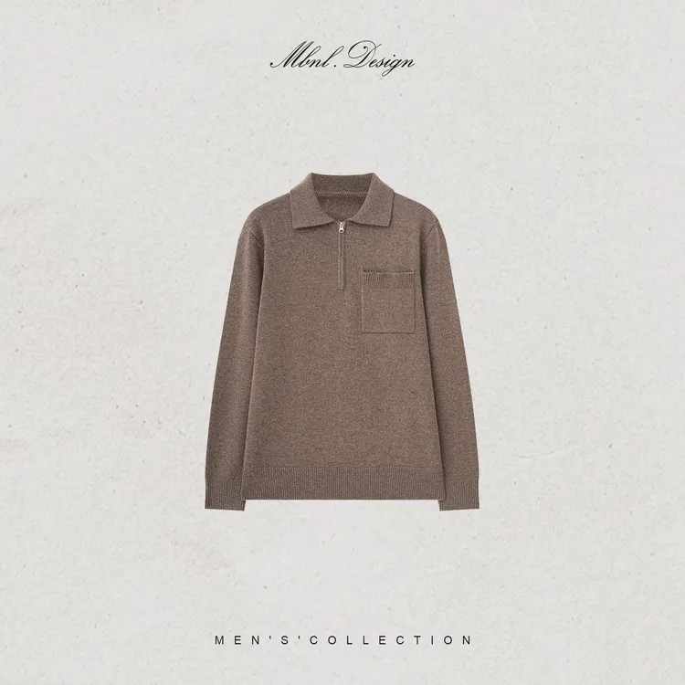 MBNL-F「 Pristine」秦磊男装羊毛定织半开襟Polo领毛衣LL-WSY1265