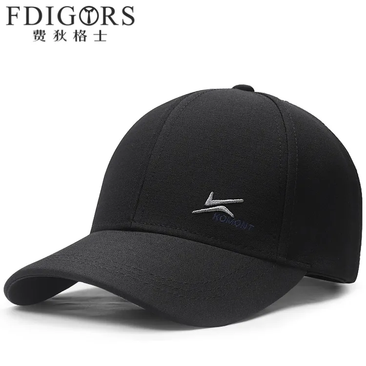 FDIGORS帽子男款秋冬款2025新款字母刺绣黑色鸭舌帽硬顶棒球帽