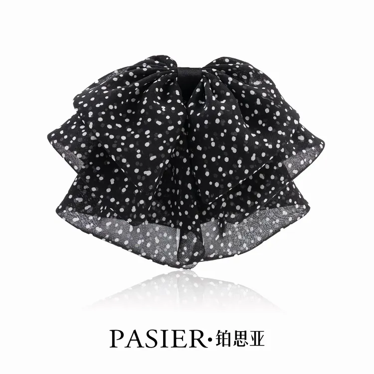 铂思亚 波点慵懒显发量懒人神器雪纺蝴蝶结马尾夹 FB1714