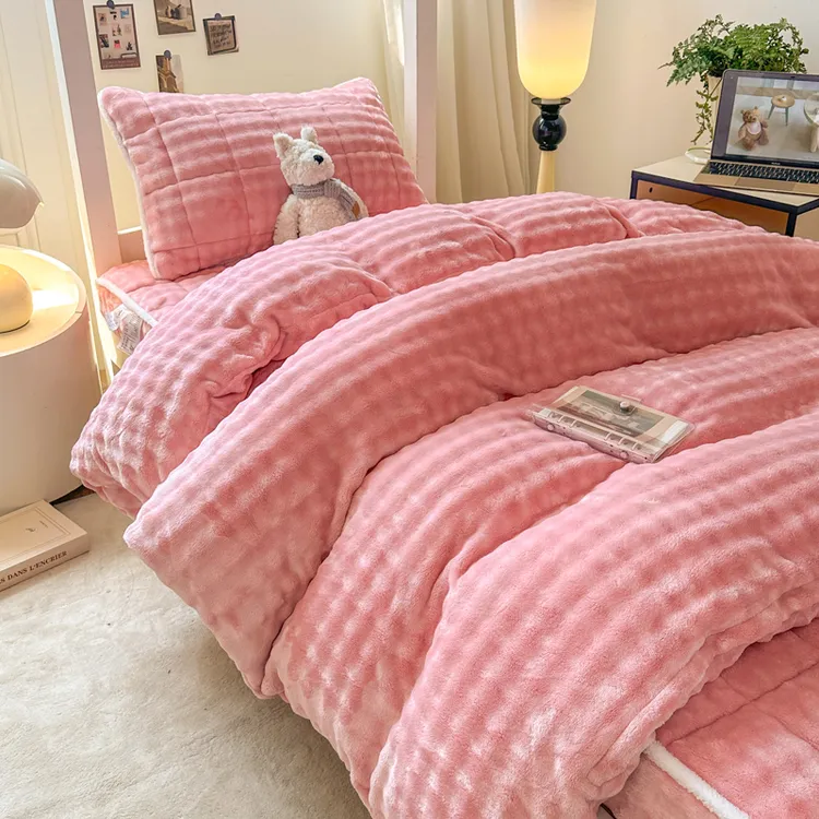 牛奶绒被套冬季单人加厚绒毛毯冬天珊瑚绒法兰绒双层被罩午睡毯