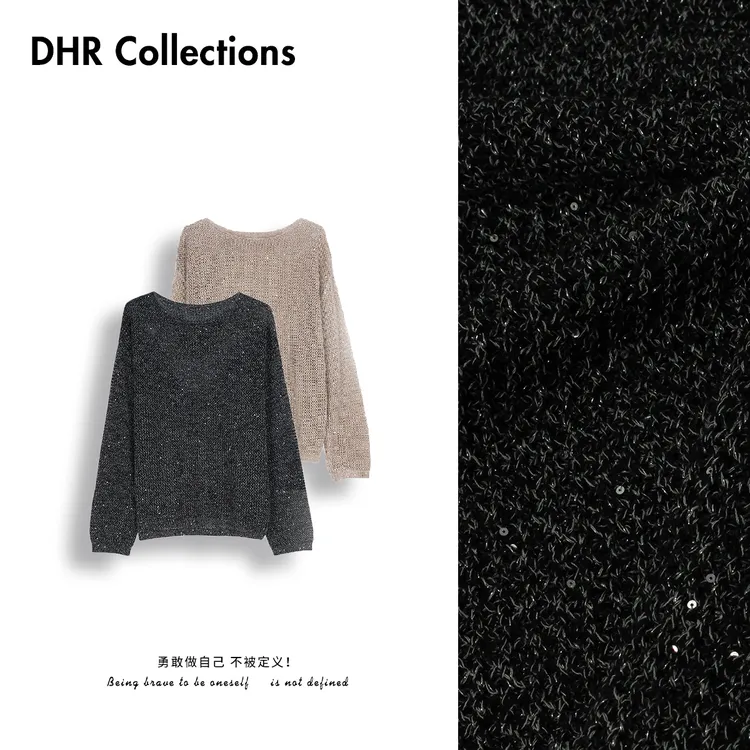 豆豆6【亮晶晶】羊毛+天丝+亚麻+桑蚕丝混纺镂空针织衫女-DQaaj-5