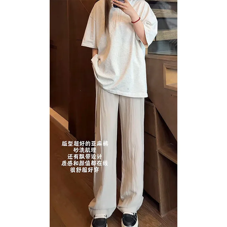 薄款长裤春夏休闲舒适潮裤子中腰拖地裤青年时尚透气裤