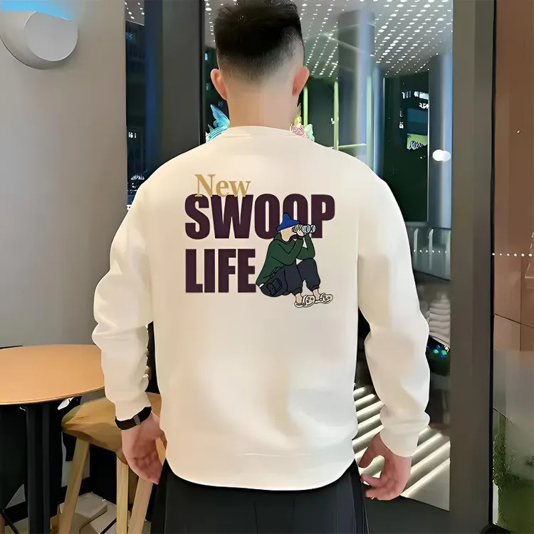 秋冬新款男士纯棉卫衣潮流时尚爆款百搭宽松印花圆领男装长袖上衣