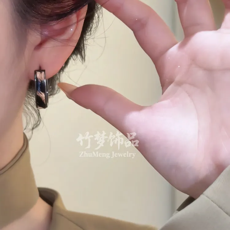 【墨斑环影】耳扣墨色包边纹理复古精致优雅质感ES1026