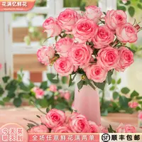 次日达 -【艾莎玫瑰】10枝单头玫瑰鲜花鲜切花家居优选批发任意两单升级顺丰包邮三单送随机花瓶今天拍明天到19