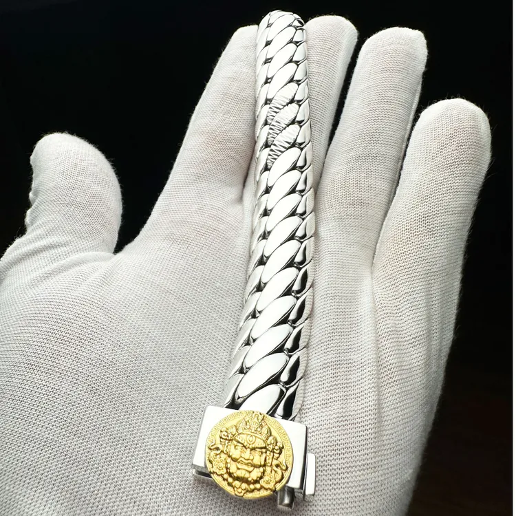 足银银制品 金标三马鞭黄姥爷纯银999手链纯手工定制可刻字