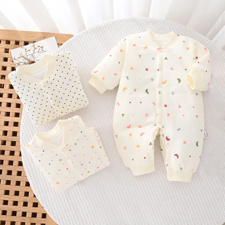【淇博贝尔】150g秋冬新生婴幼儿宝宝加厚纯棉保暖锁温爬服连体哈衣