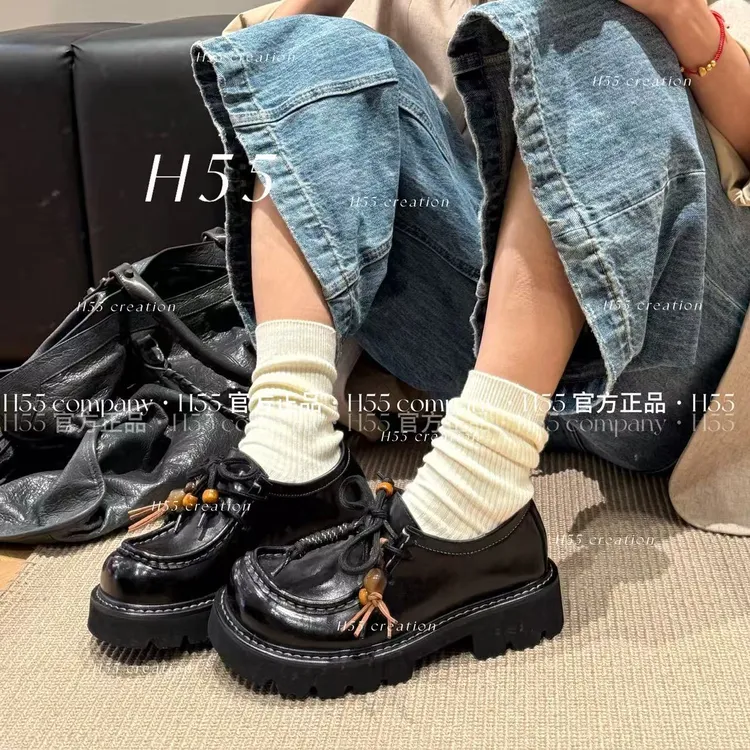 H55-NewCountryCalling褶皱油蜡皮娃娃头袋鼠乐福鞋4cm29-2793-RD