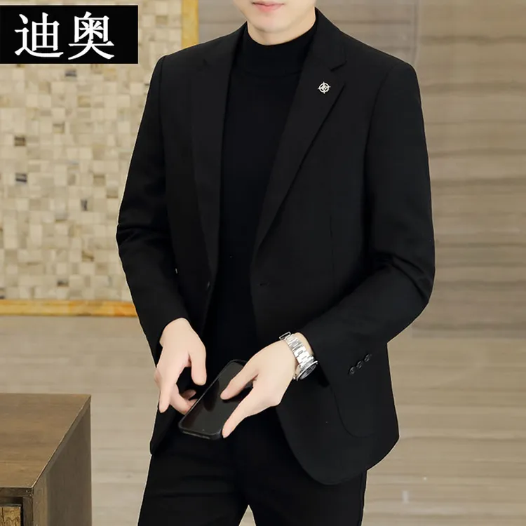 轻奢西装外套男士中青年春秋商务休闲礼服加厚长袖小西服上衣