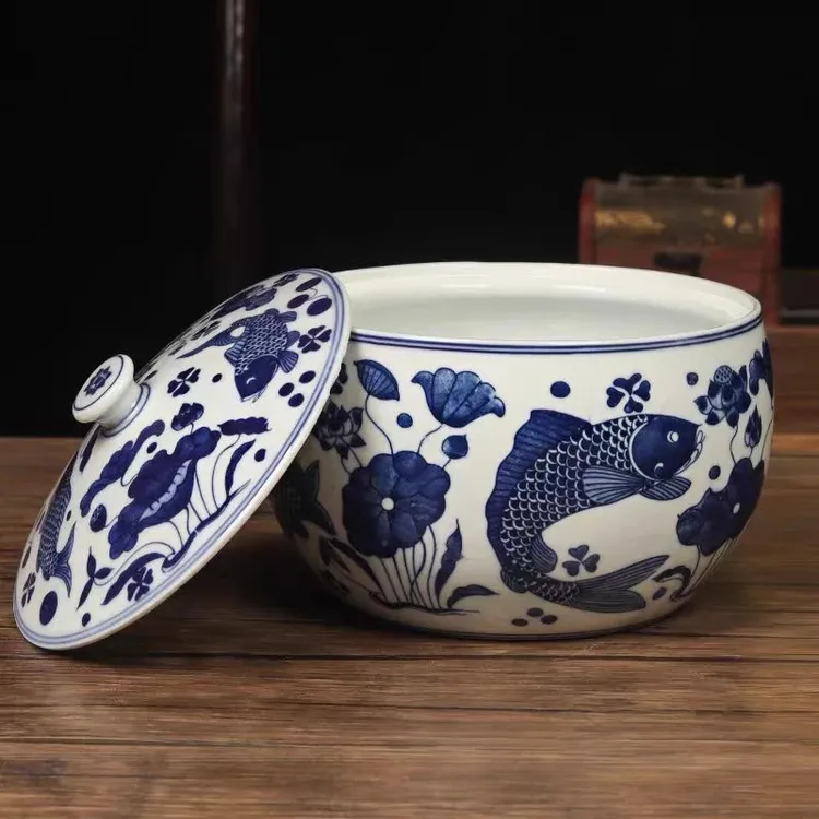 景德镇陶瓷直播猪油罐带盖耐高温储物热油缸零食罐欢天喜地储物罐