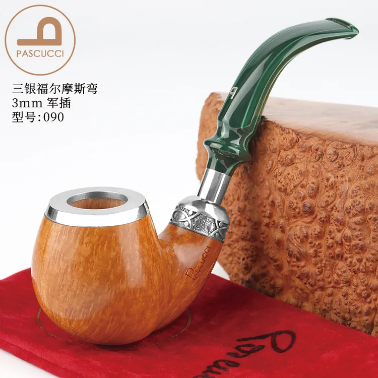 意大利进口帕斯库奇三银蓝嘴福尔摩斯弯斗3mm烟道