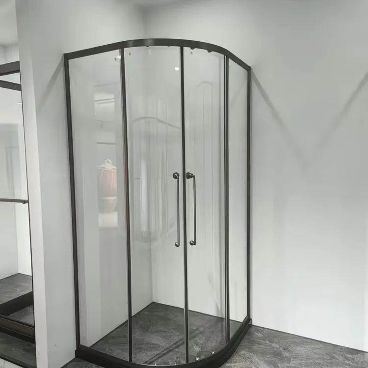 极窄边圆弧型定制整体淋浴房卫生间干湿分离隔断枪灰色