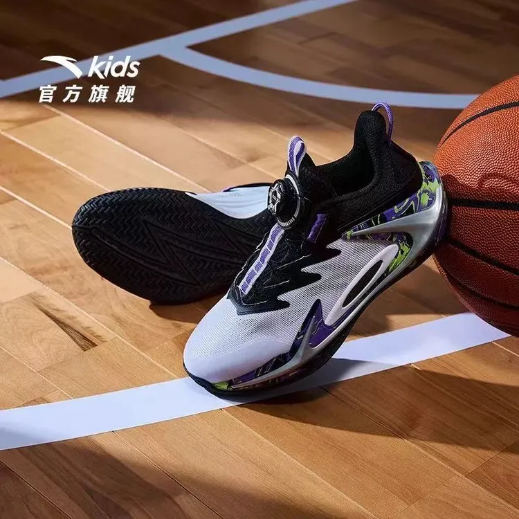 安踏儿童男大童青狂刺篮球鞋2025夏透气防滑减震耐磨网面运动鞋JS